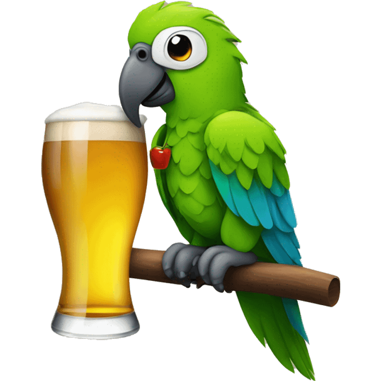 Parrot with a beer emoji