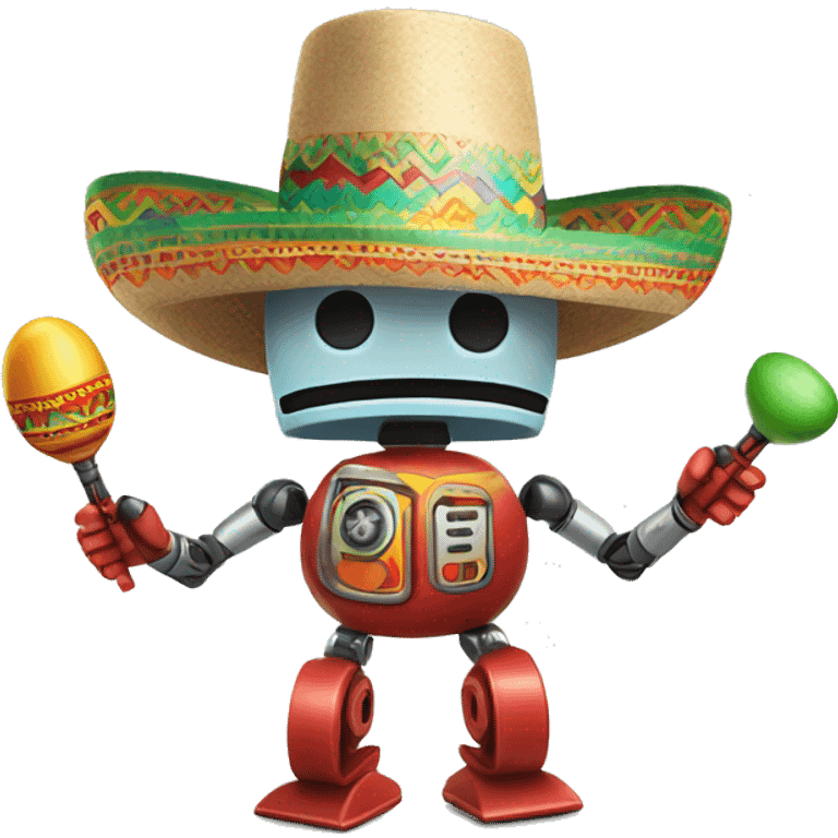 Robot in Mexican hat and maraca  emoji