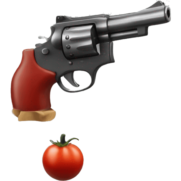 A tomato with a gun emoji