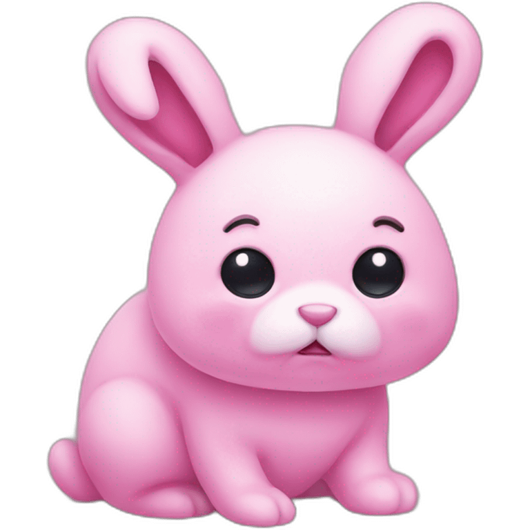 pink plush rabbit very sad emoji