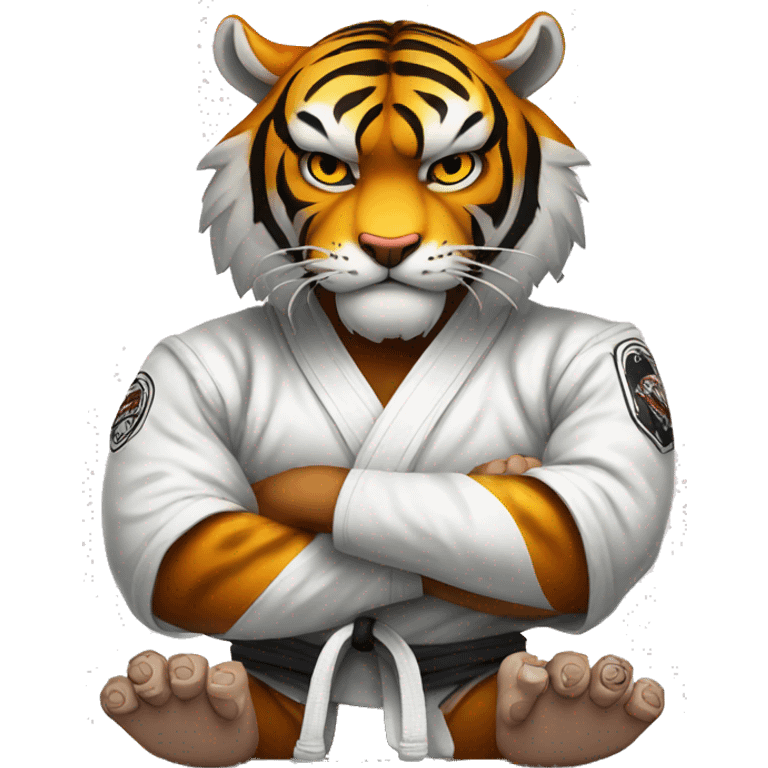 Tiger with evil face   jiu jitsu with his arms crossed emoji