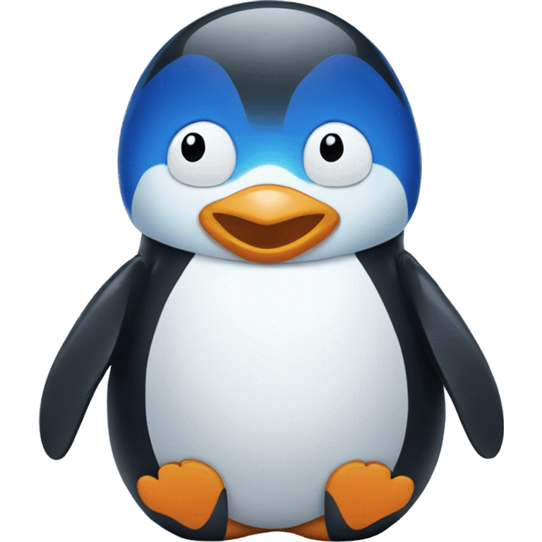 Penguin smiling blue emoji