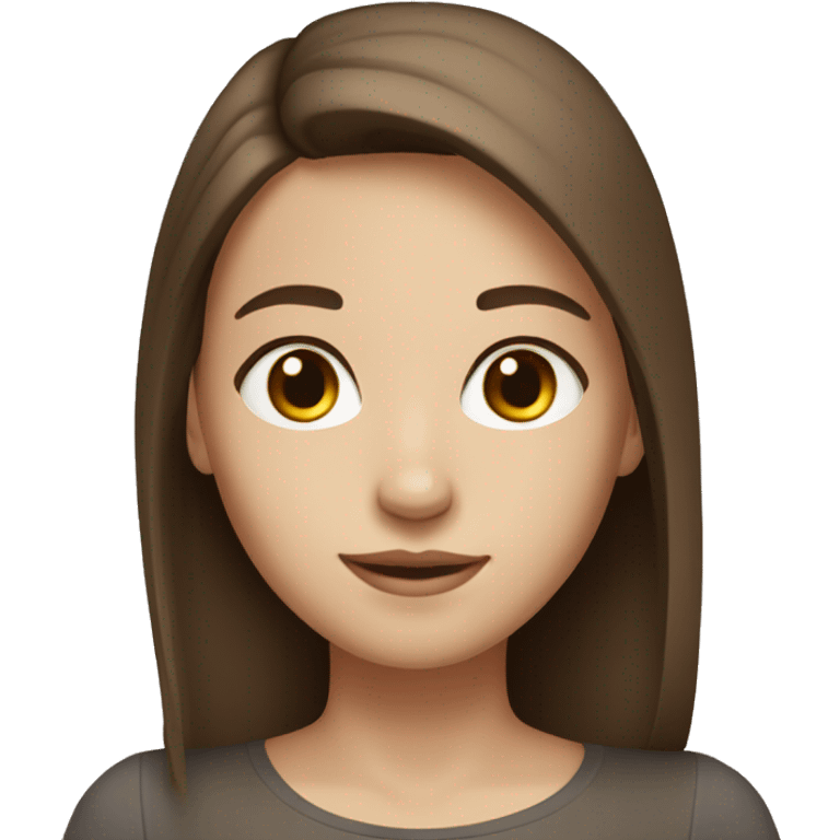 Girl white skin brown straight hair brown eyes middle part emoji