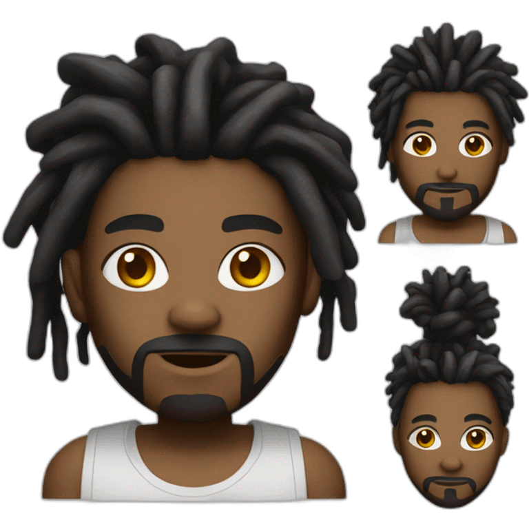 a black guy with dreads, goatee, and cybernetic enhancements emoji