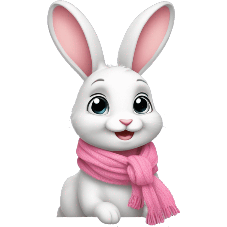 cute rabbit with a pinky scarf emoji