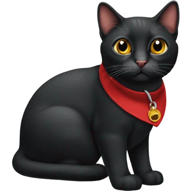 Gato Negro de collar rojo emoji