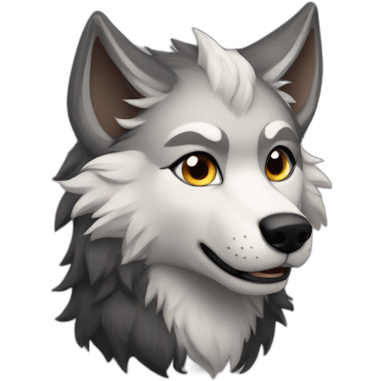 anthro furry wolf with black hair emoji