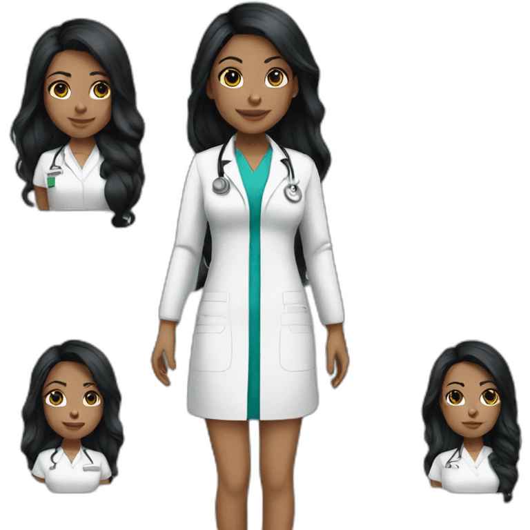 nurse white skin black hair girl emoji