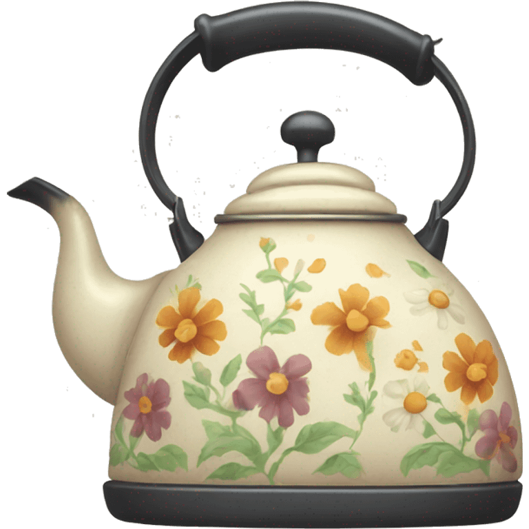 Vintage kettle with flower design emoji