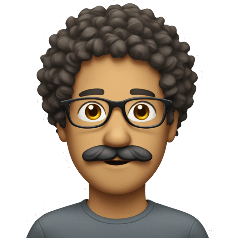 a face with glasses, handler mustache and curly hair emoji