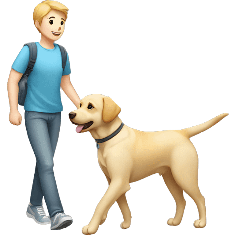 Labrador dog walking with his owner emoji