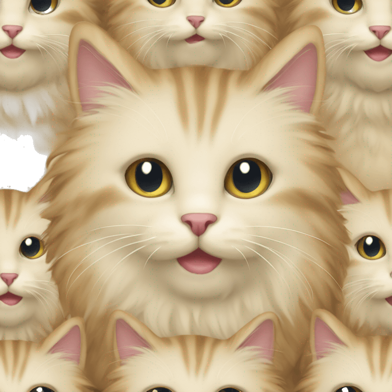 Cream beige coloured fluffy cat with brown emoji