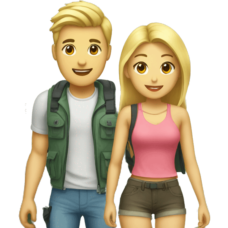 blond boyfriend and asian girlfriend tourists emoji