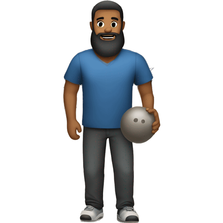 Rotund Bearded man bowling, dark beard  emoji