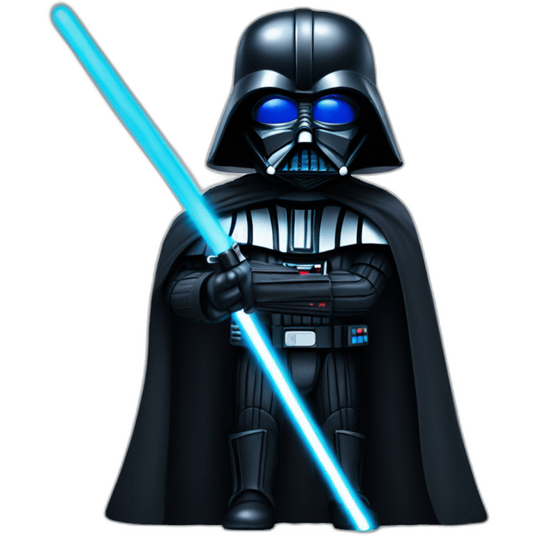 Darth vader with blue lighsaber emoji