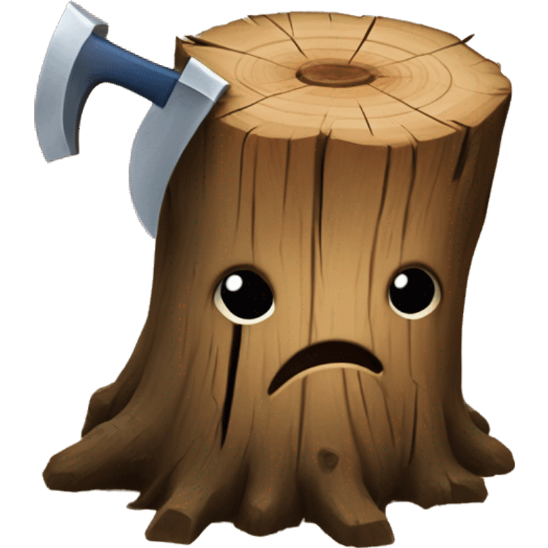 Tree stump with an axe cleaved in  it  emoji