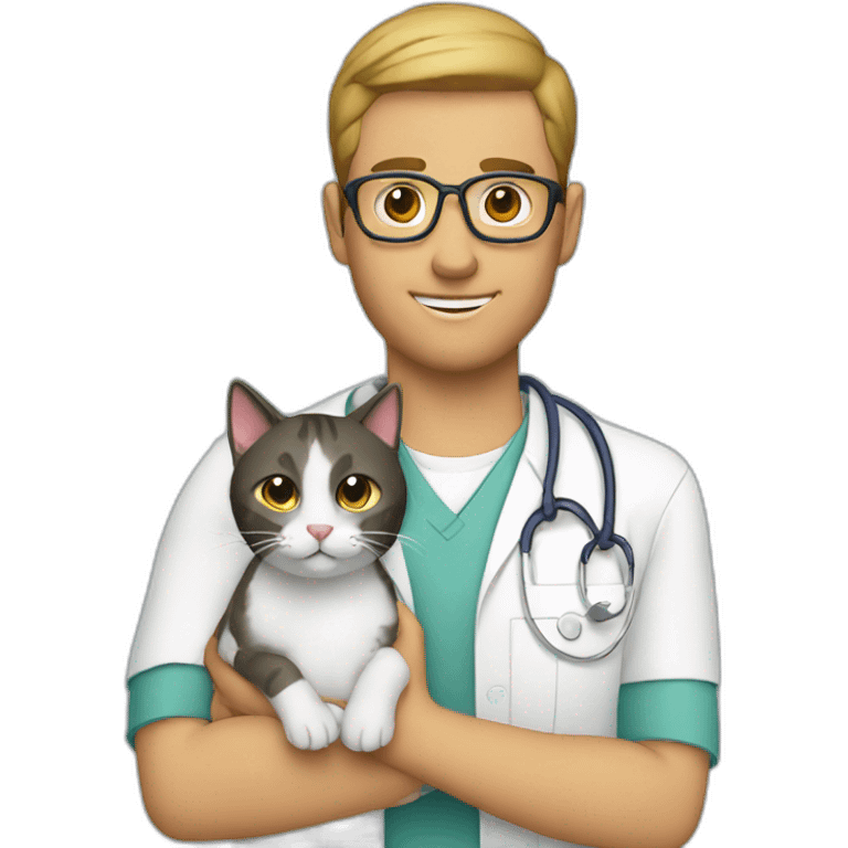 vet holding a cat emoji