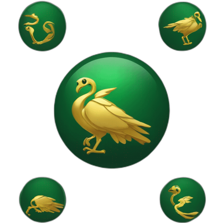 Green dark T-shirt with a gold logo of a simorgh weared by an emoji person emoji