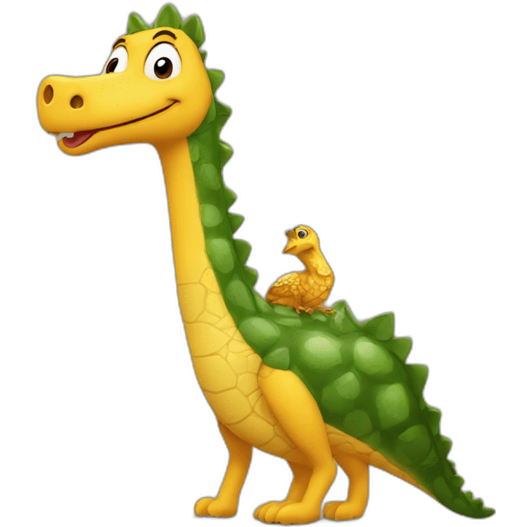 une poule sur un crocodile sur une girafe emoji