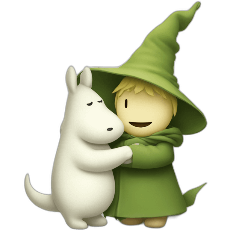 Moomin characters Moomintroll hugging snufkin emoji