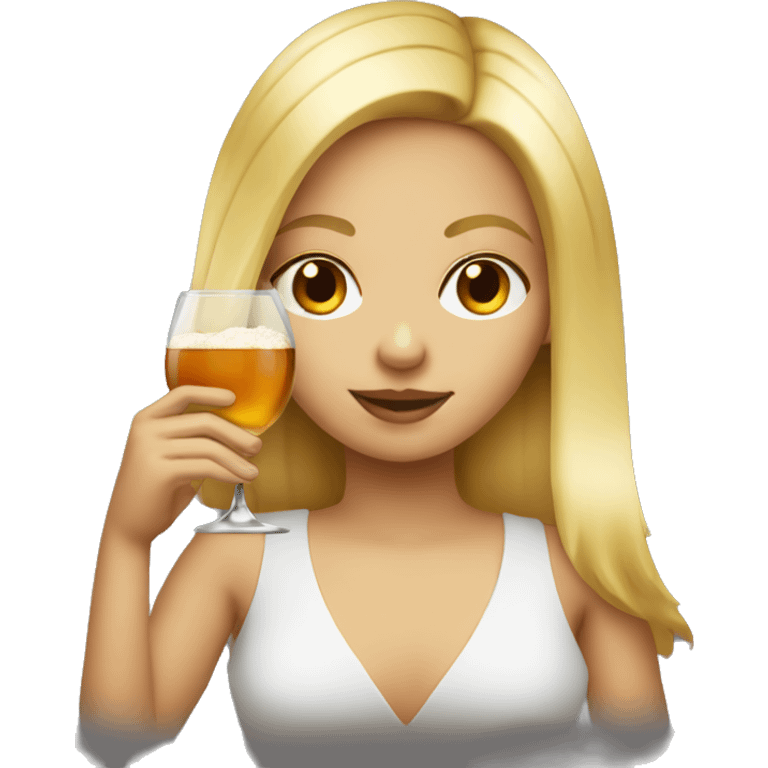 Blonde girl drinking amaretto sour emoji