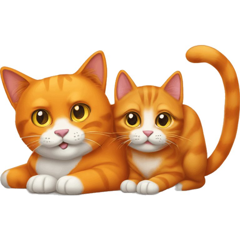 Big orange cat AND small tricolour kitty emoji