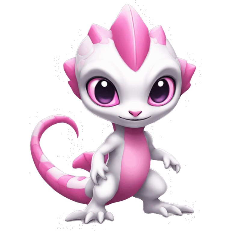 White, Chibi, White, Pink eyes, Anthro-Sona-Lizard-Alien-Fakémon, Full Body emoji