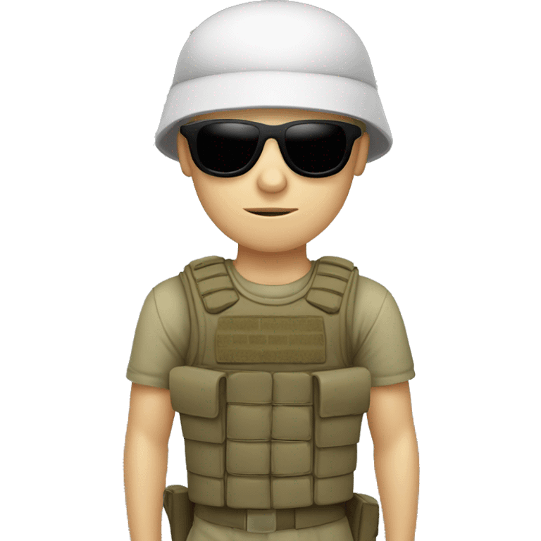 White skin soldier with sunglasses emoji