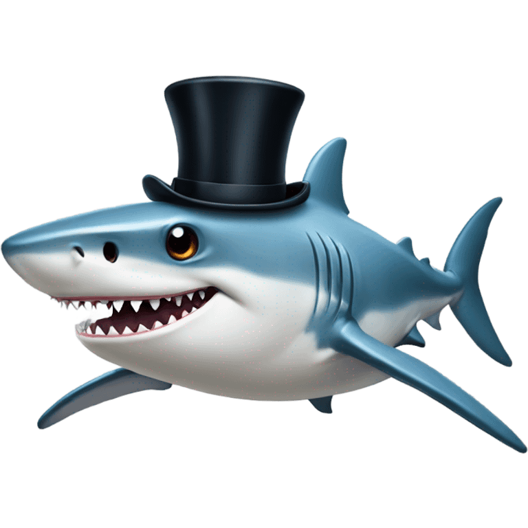 Shark with a top hat emoji