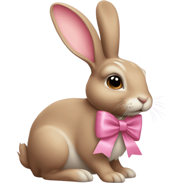 Rabbit wearing a pink bow emoji