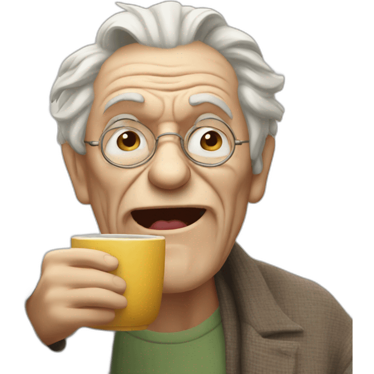 Mad crazy old man drinking tea emoji