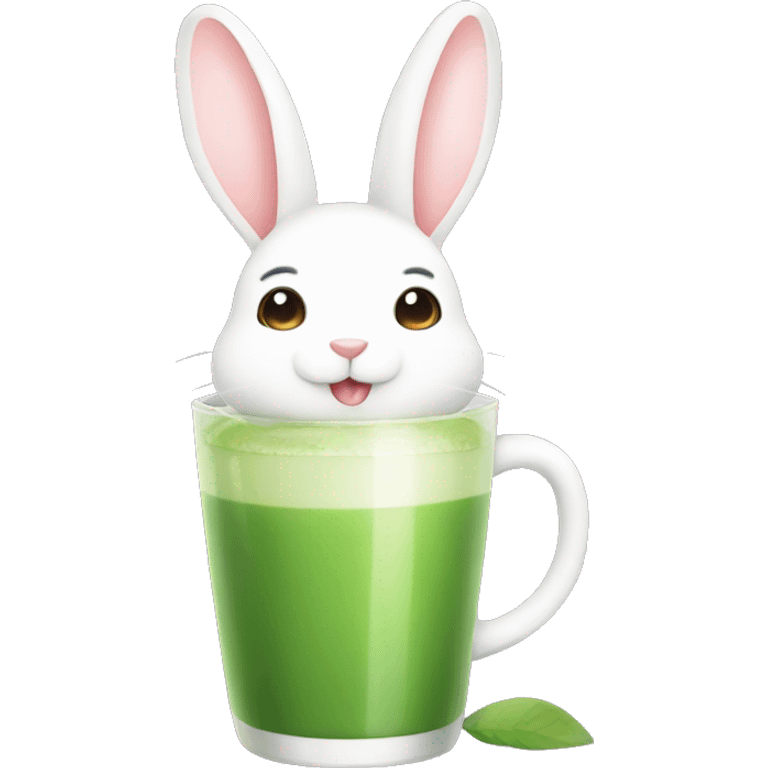 Cute rabbit drink matcha emoji