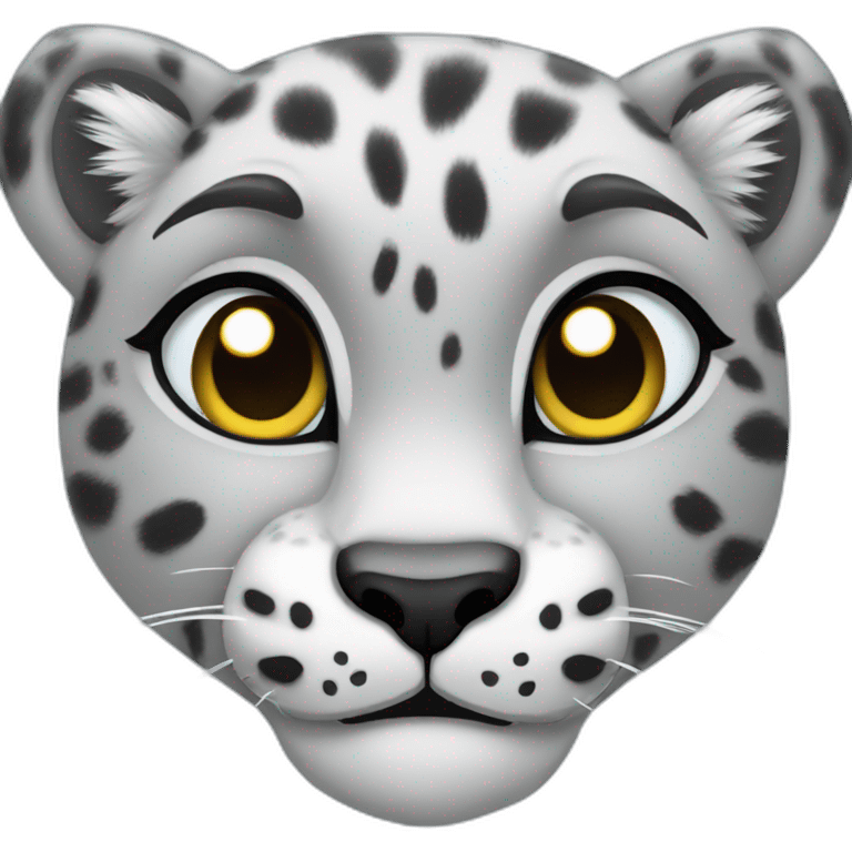 funny snow leopard shows a heart with paws emoji