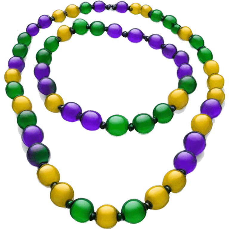 Realistic full image transparent glass mardi gras color bead necklaces. emoji