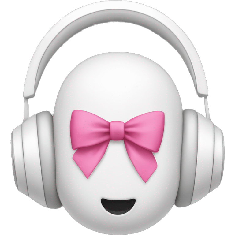 White headphones with pink bow on top emoji