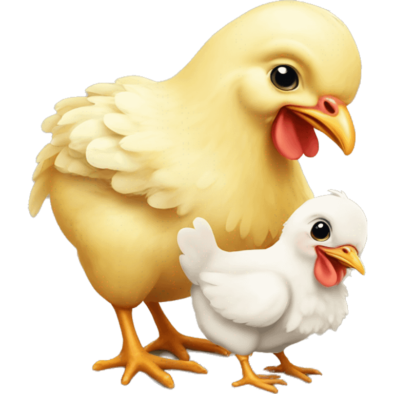 Baby chicken and mommy chicken emoji