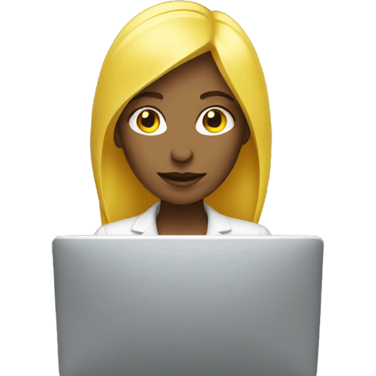 yellow skin yellow hair woman work on computer emoji