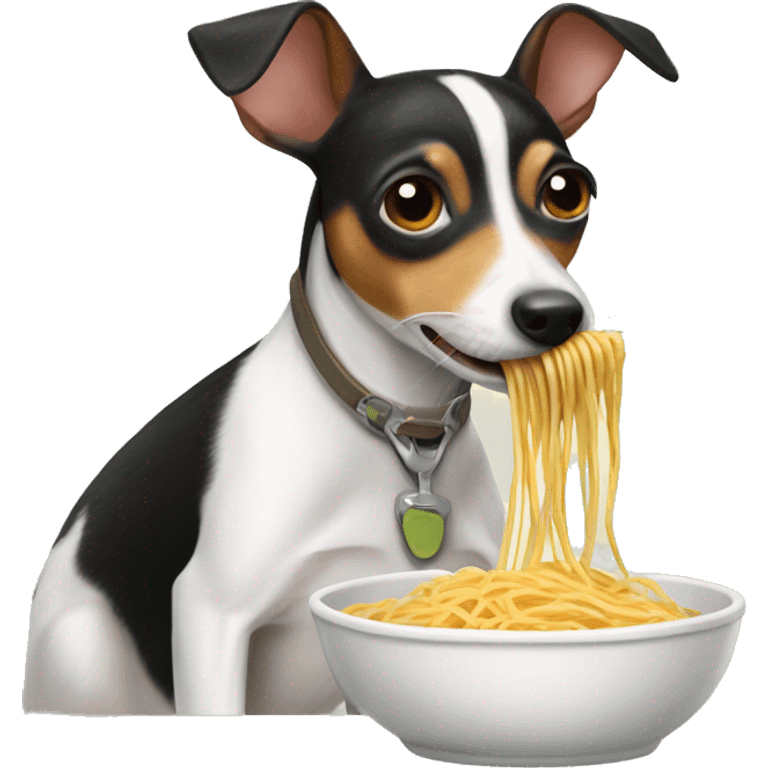 Rat terrier eating spaghetti emoji