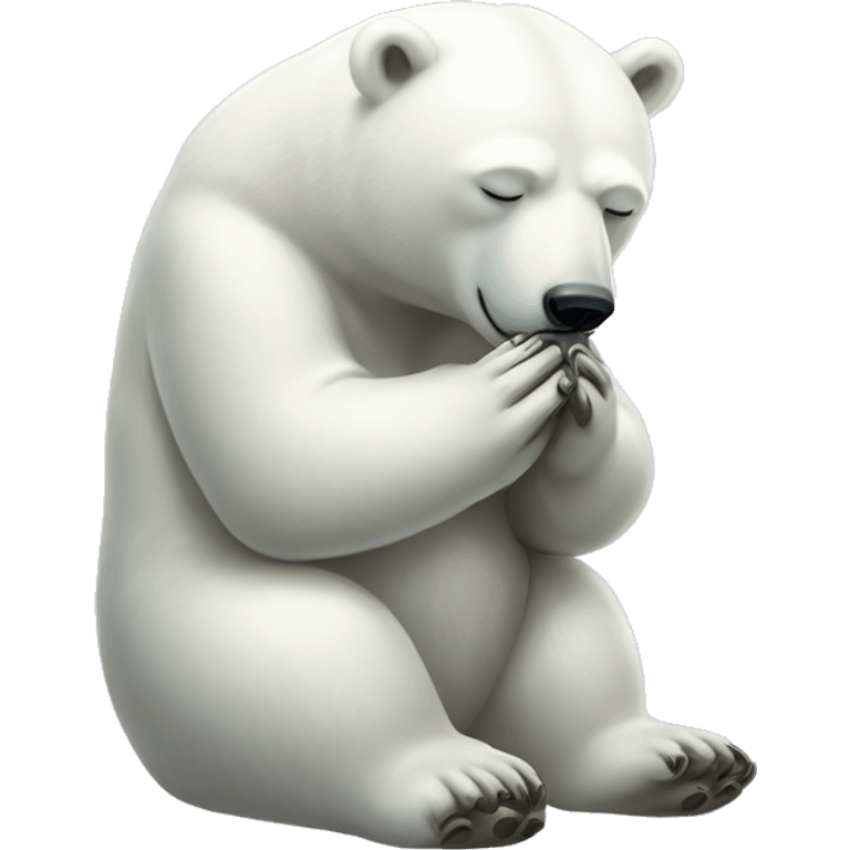 Polar bear praying to cross emoji