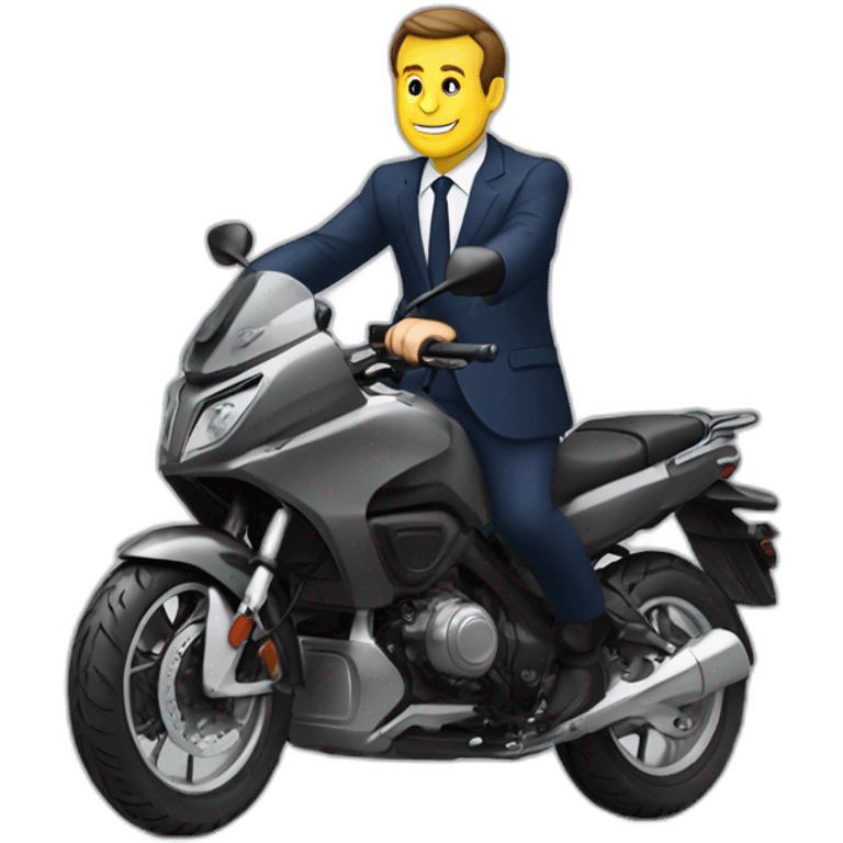 Macron sur une moto emoji