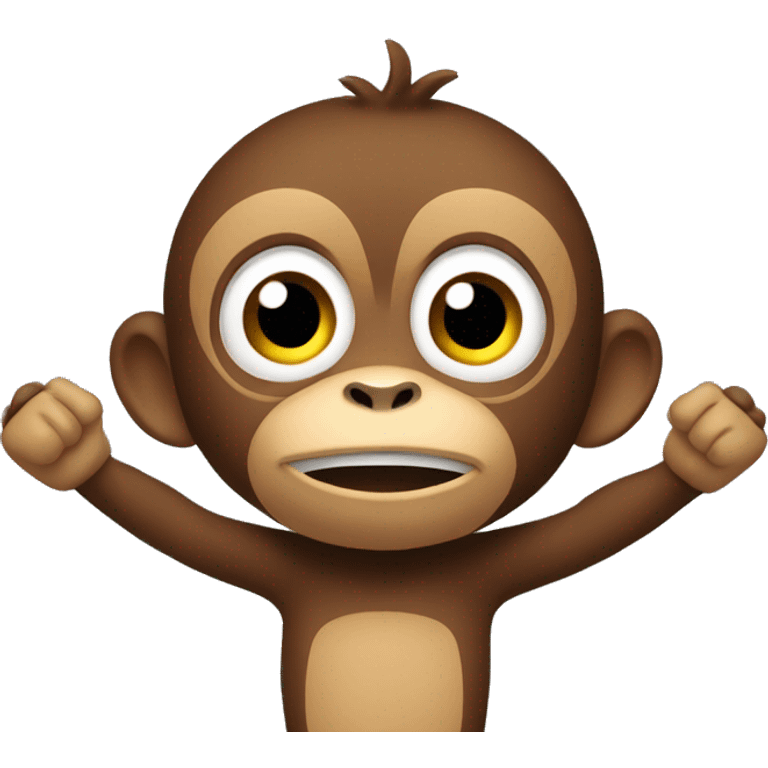 young brown monkey with arms up confused emoji