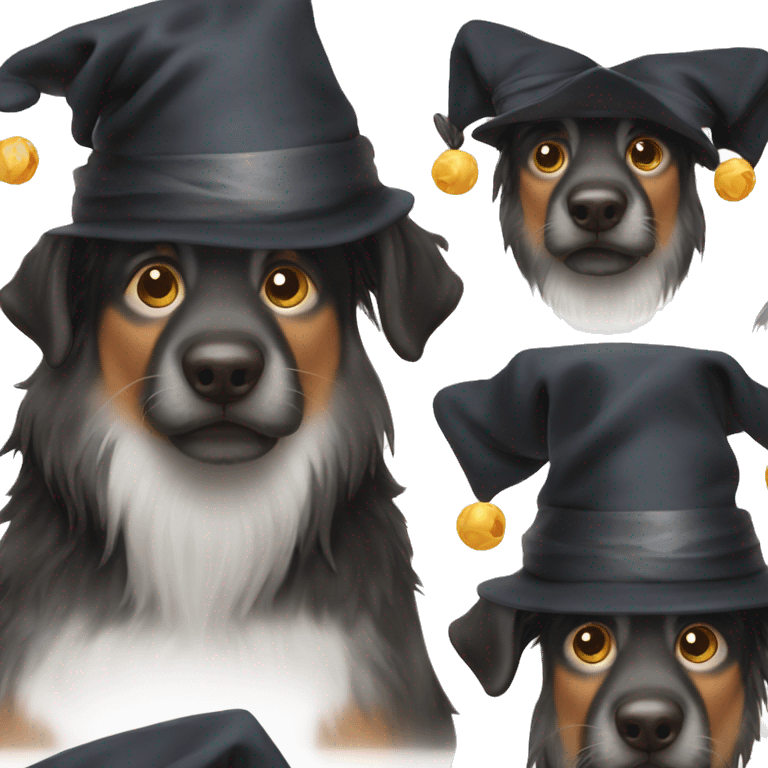 black dog with wizard hat emoji