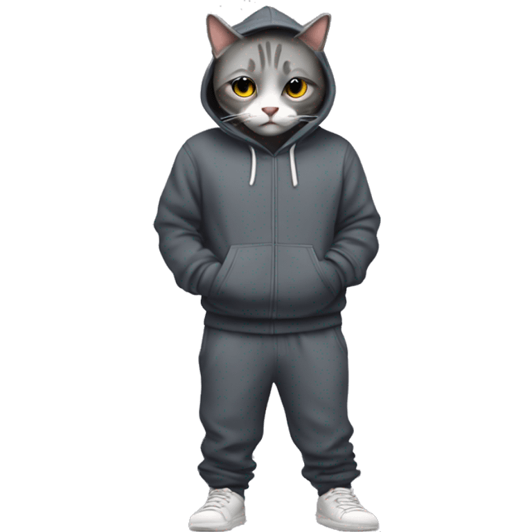 Cat in sweat pants and a hoodie emoji