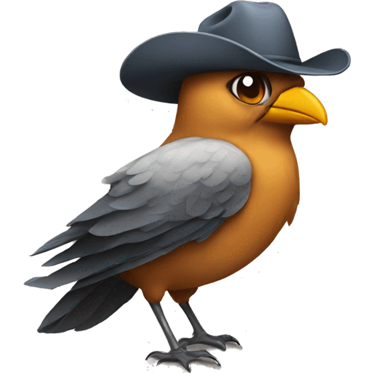 Bird wearing cowboy hat emoji