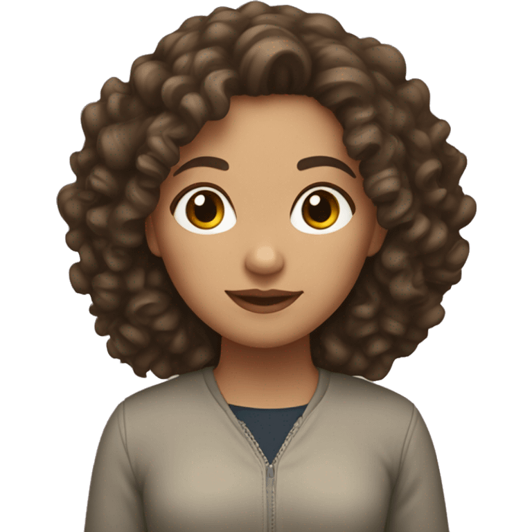 brunette girl with light skin and curly hair  emoji