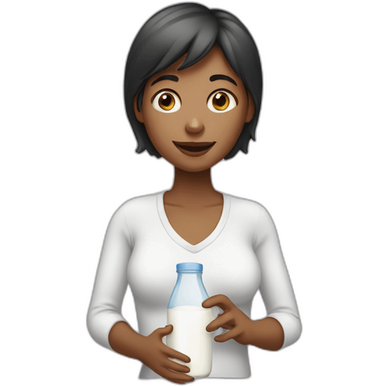 woman with milk on he face emoji