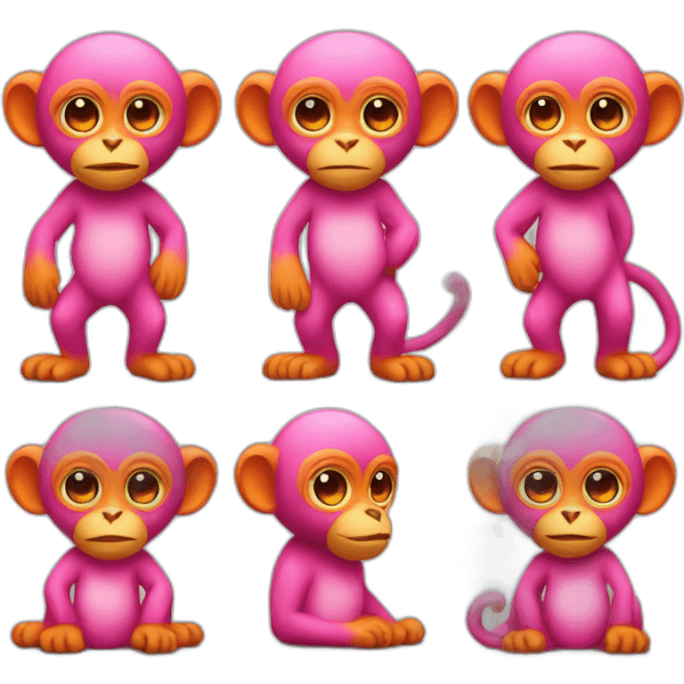 Pink and orange monkey emoji