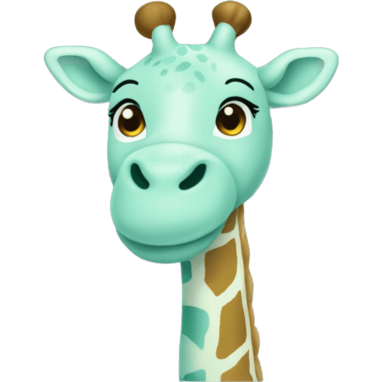 A light blue-green plush giraffe  emoji