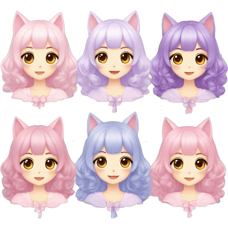 Gorgeous Kawaii Cute Beautiful Elegant Pretty Pastel Anime Catlady trending style with hair garnitures emoji