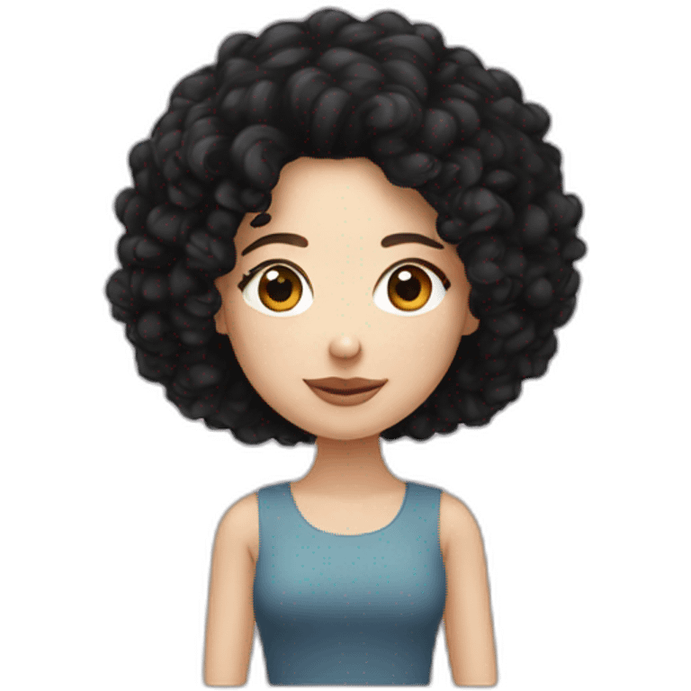 White girl with frizzy black hair emoji